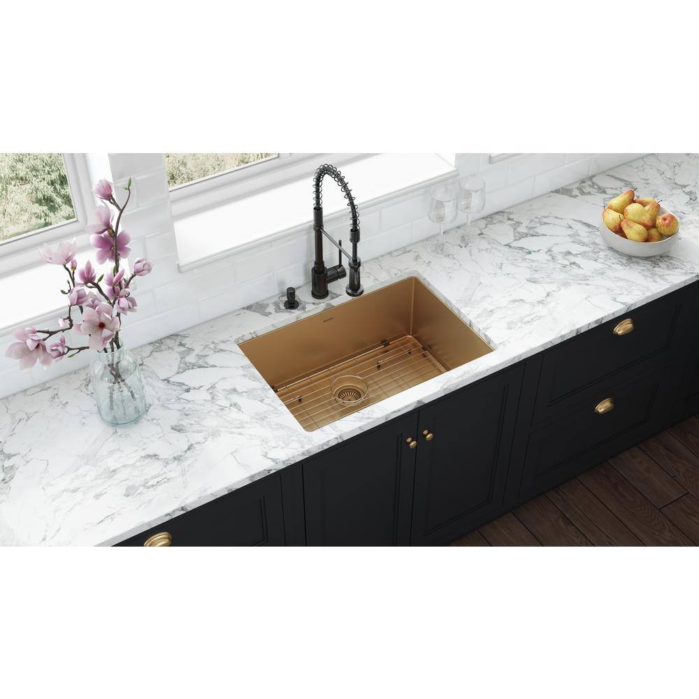 27-Inch Gold Stainless Steel Undermount Single Bowl Kitchen Sink