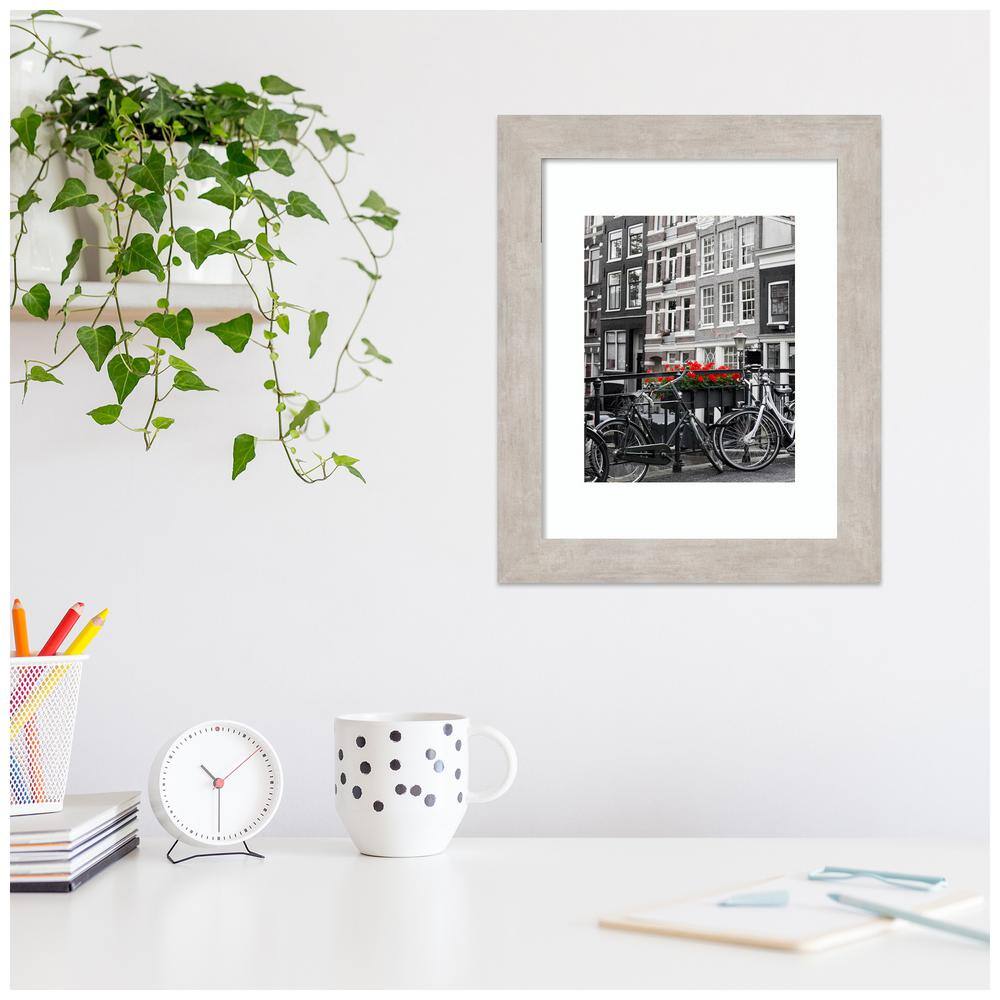 Classic 11x14 Marred Silver Wood Wall Picture Frame