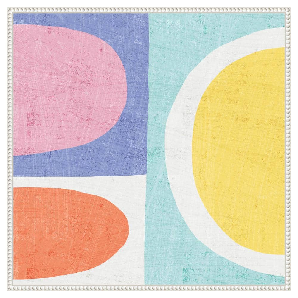 Pastel II Abstract Canvas Art with White Floater Frame