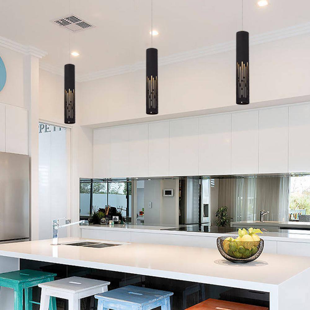 Matte Black Mini LED Cylinder Pendant Light