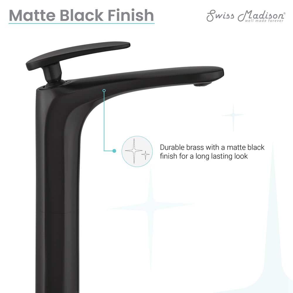 Sublime Matte Black Brass Single-Handle Bathroom Faucet