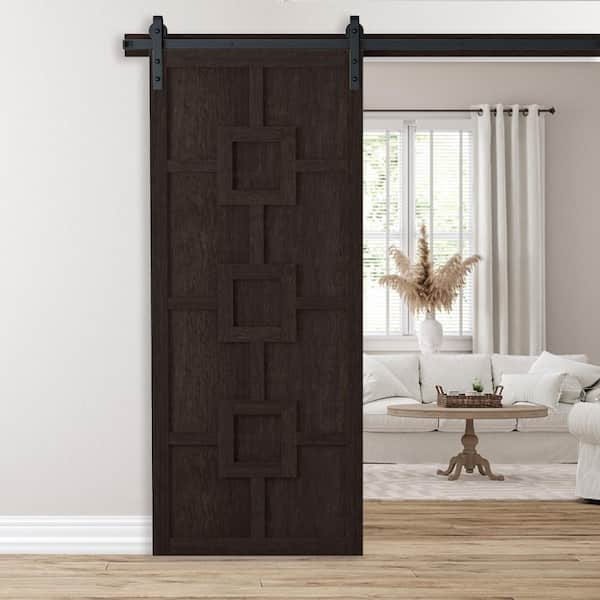 42 in. x 84 in. Mod Squad Midnight Wood Sliding Barn Door with Hardware Kit