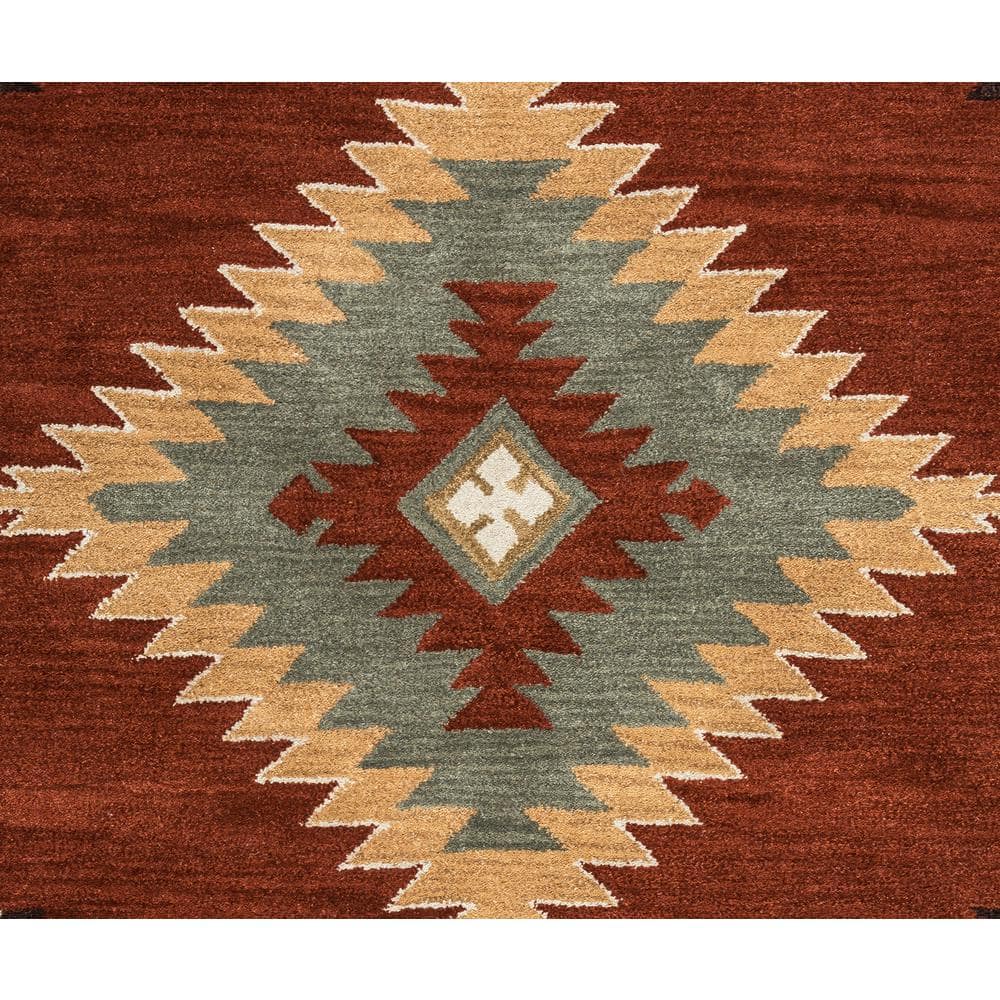 Ryder 5' x 8' Rust and Khaki Wool Tribal Area Rug