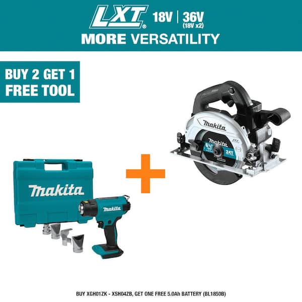 Makita 18V LXT Lithium-Ion Cordless Heat Gun (Tool Only) with 18V 6-1/2 in. LXT Sub-Compact Lithium-Ion Brushless Circular Saw