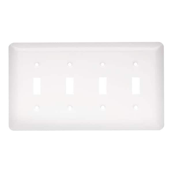 Liberty White 4-Gang 4-Toggle Wall Plate (1-Pack)