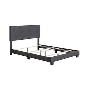 Aberdeen Linen Upholstered Full Platform Bed Frame, Black Charcoal