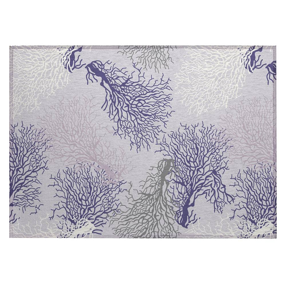 Surfside Purple 1 ft. 8 in. x 2 ft. 6 in. Geometric Indoor/Outdoor Area Rug