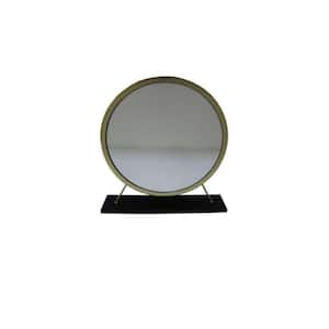 19 in. W x 19 in. H Wood Brass Vanity Mirror