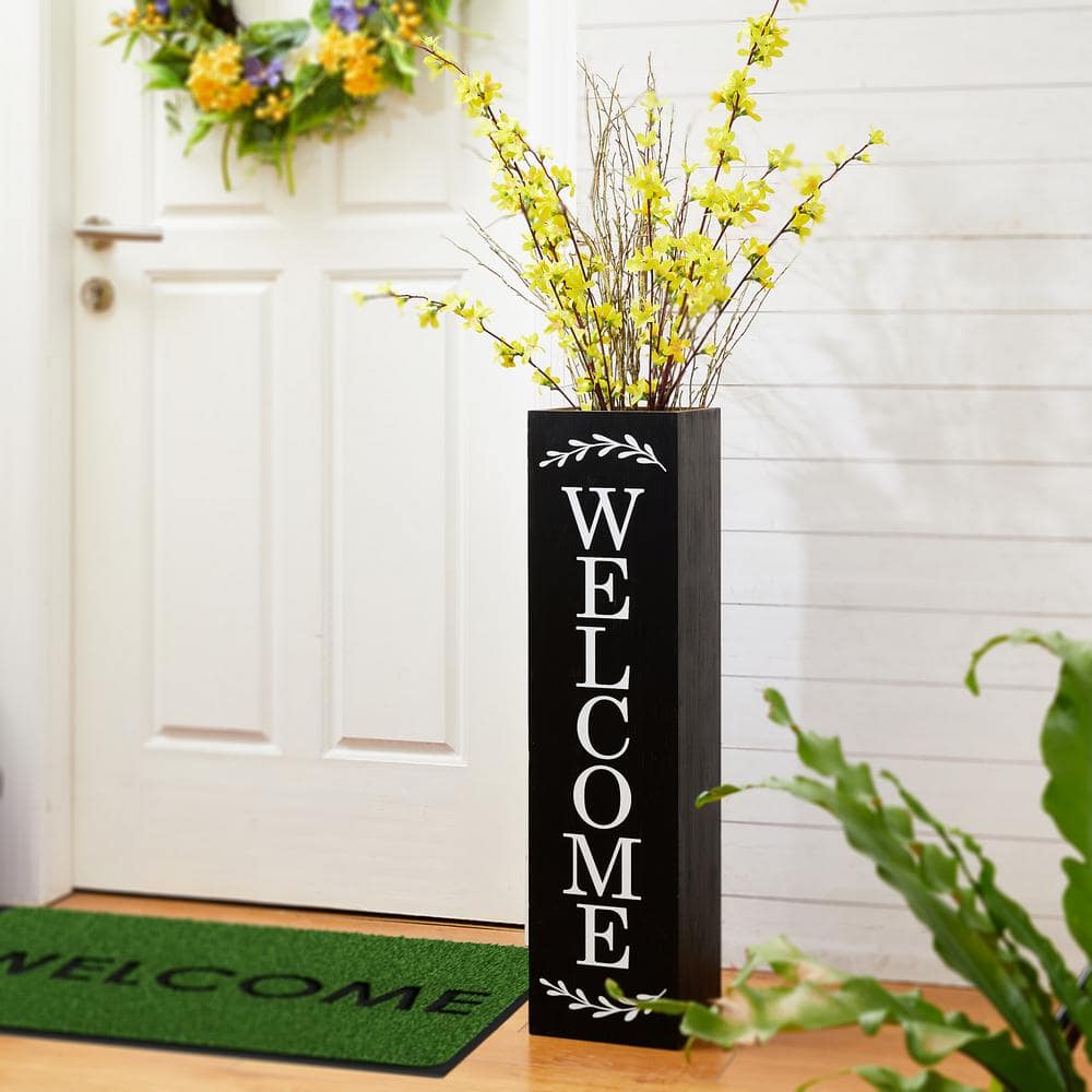 Black Solid Wood Double Sided Outdoor Welcome Porch Sign
