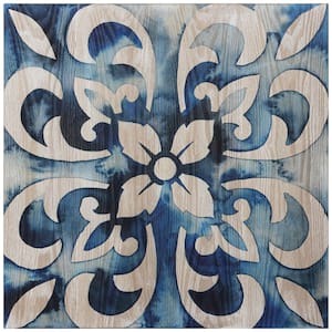 Cobalt Tile II Abstract Fine Giclee Printed on Hand Finished Ash Wood Wall Art