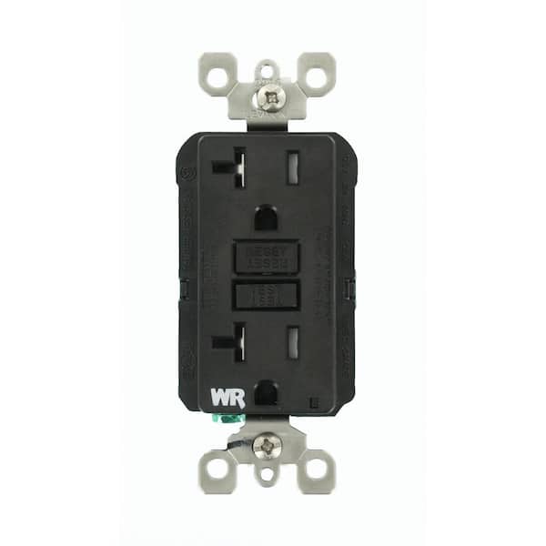 Leviton 20 Amp SmartlockPro Weather/Tamper Resistant GFCI Outlet, Black GFWT2-E