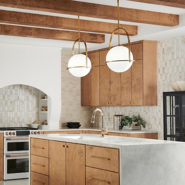 Somerset 1-Light Heritage Brass Shaded Pendant Light