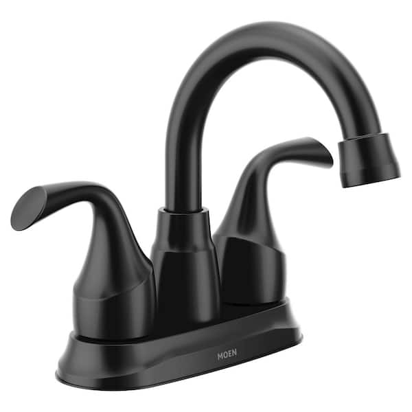 MOEN Idora 4 in. Centerset 2-Handle High-Arc Bathroom Faucet in Matte Black