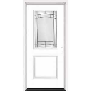 Performance Door System 36 in. x 80 in. 1/2 Lite Element Left-Hand Inswing White Smooth Fiberglass Prehung Front Door