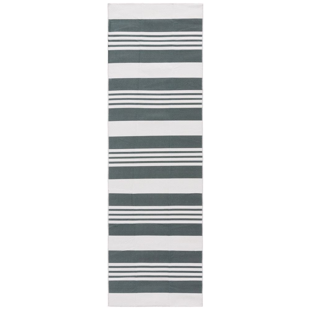 Malibu Dark Green/Gray 3 ft. x 8 ft. Machine Washable Solid Striped Runner Rug price history on PriceWatchPro