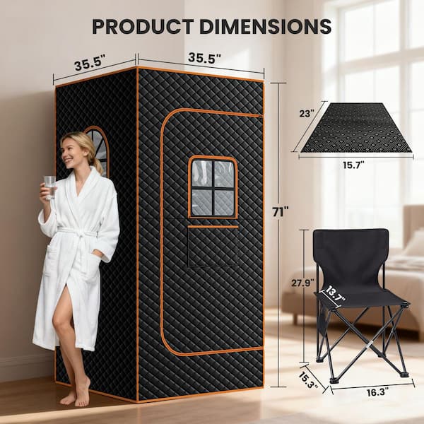 BOZTIY 1-Person Portable Steam Sauna Box with Steamer and Folding