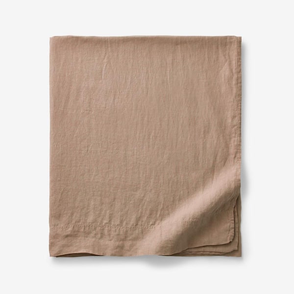 The Company Store Legends Hotel Clay Solid Washed Linen Queen Flat Sheet