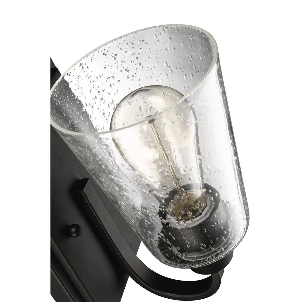 Modern Black Nickel Vanity Sconce with Clear Bell Shade