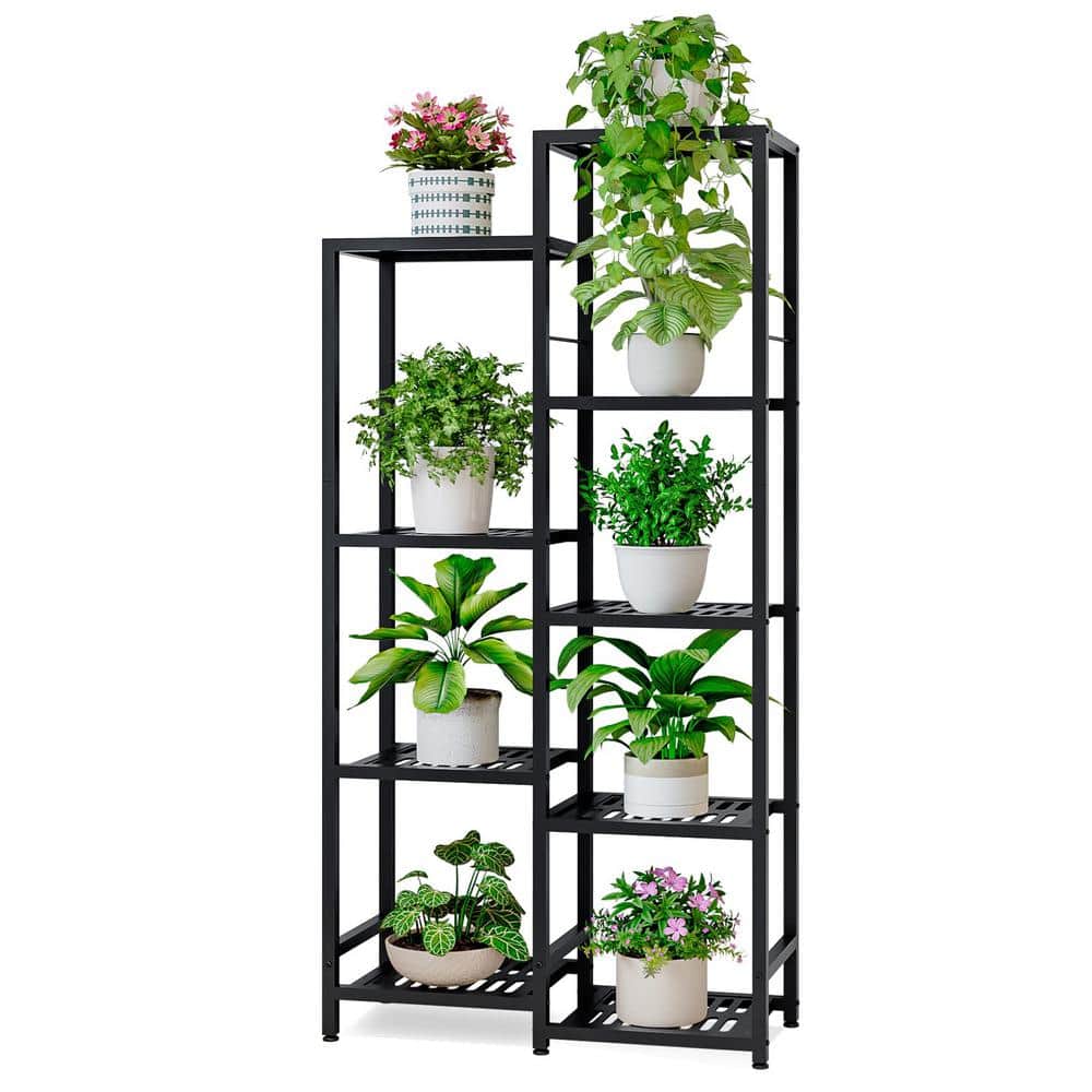 61 in. 5 Tier Black 9 Potted Large Tall Metal Plant Stand