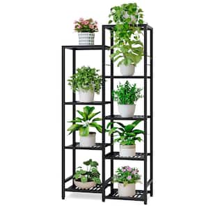 61 in. 5 Tier Black 9 Potted Large Tall Metal Plant Stand