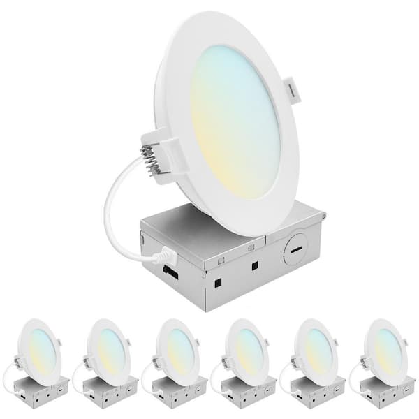 5 in. Integrated LED Recessed Light, Mini Panel Light, 5CCT, 1200LM, 13W, 100° Beam, Dimmable, ETL Listed 6 Pack
