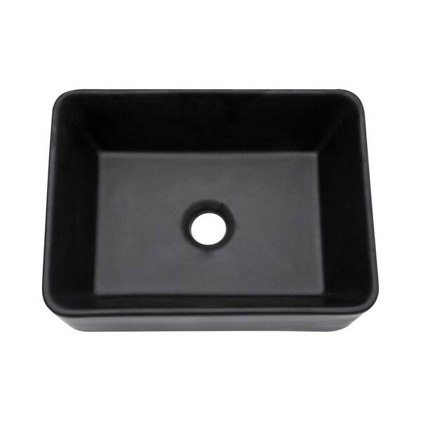 Tatahance 16 in x 12 in Matte Black Ceramic Rectangular Bathroom Vessel Sink