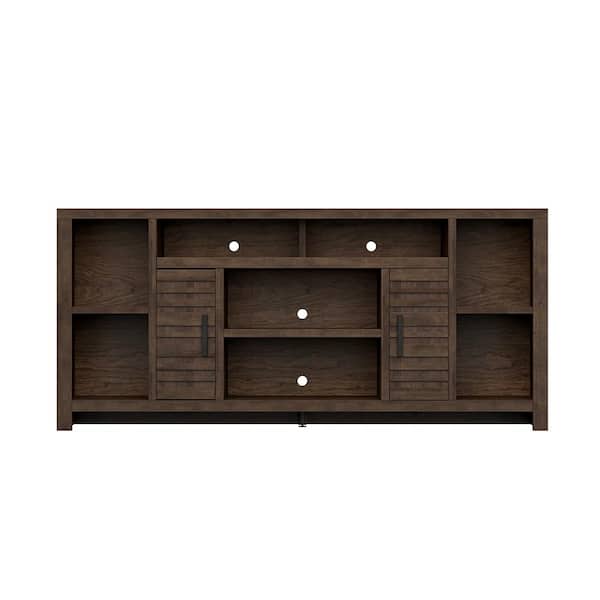 Bridgevine Home 74 in. Fully Assembled Brown TV Stand, Fits TV's up to