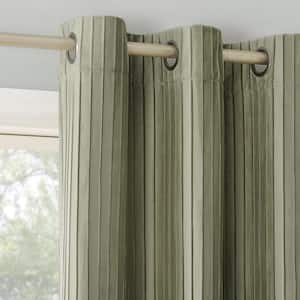 Cascade Pleated Velvet Sage Green Polyester 40 in. W x 84 in. L Grommet Blackout Curtain (Single Panel)