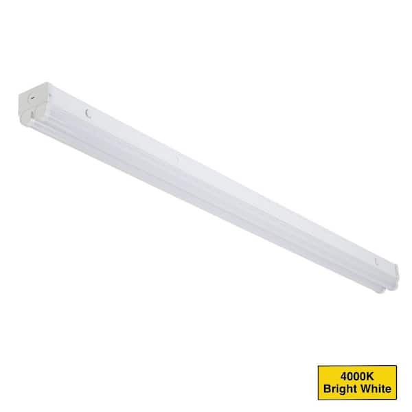 1-Pack 4 ft. Residential 2-Light Integrated LED White Strip Light Fixture 4000K Bright White 120V 4500 Lumens