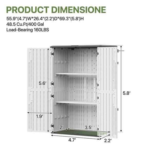 Sizzim Vertical 4.3 ft. W x 2.5 ft. D Resin Shed with 2-Piece