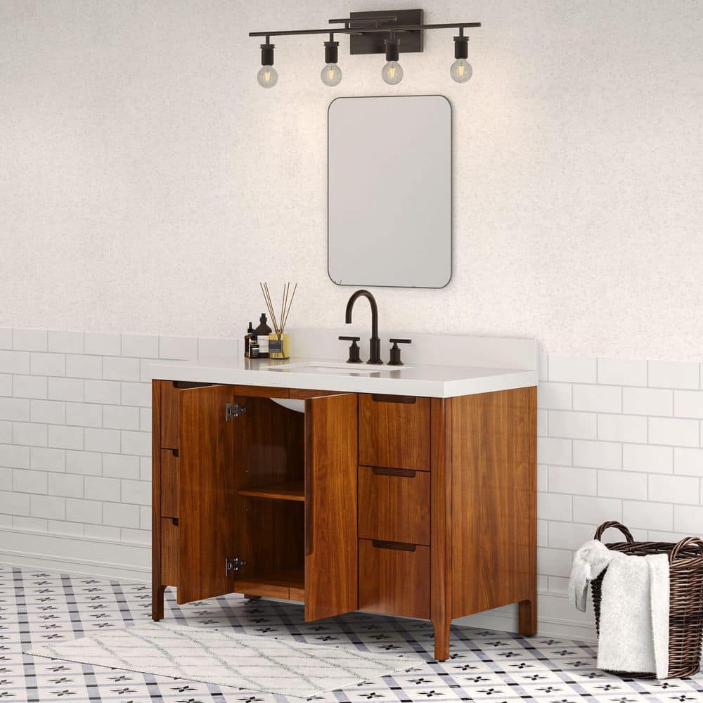 Sequoia 48" Noir Juglans Single Sink Vanity with Quartz Top