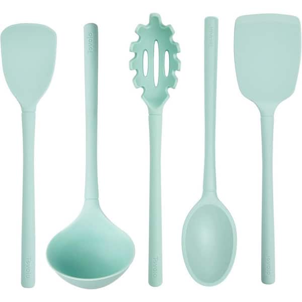 Flex-Core 5-Piece Silicone Cooking Tool Set, Aqua