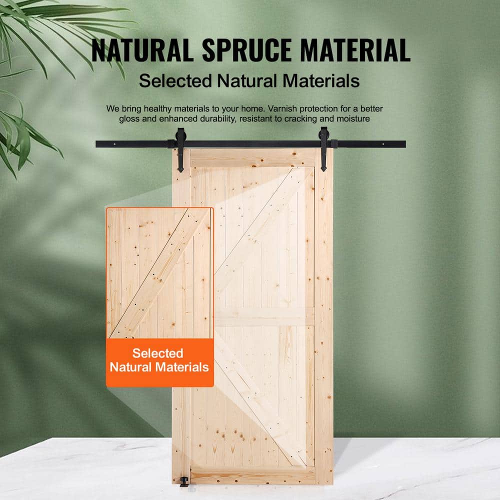 Natural Spruce Wood Sliding Barn Door with Hardware Kit, 42" x 84"