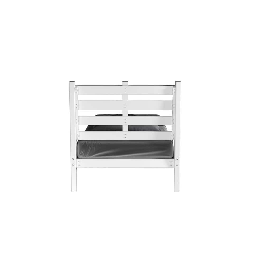 White Pine Wood Twin Bed Frame with Slatted Headboard