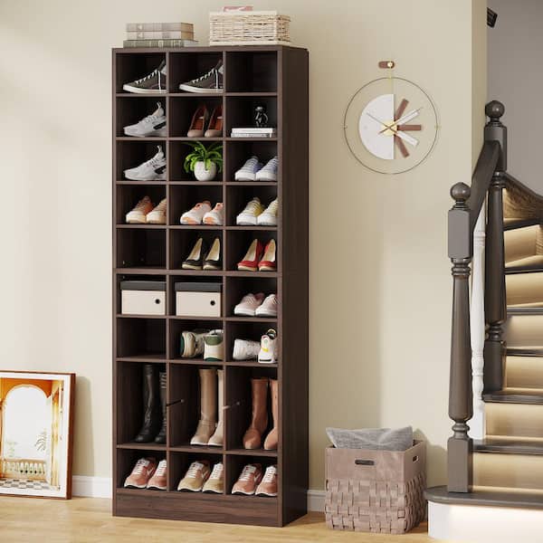 BYBLIGHT 55 in. H x 25 in. W Black 24-Pairs Shoe Storage Cabinet, 8-Tier Shoe Rack