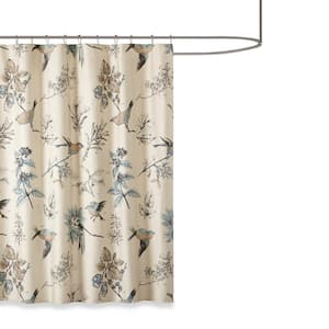 Pierce Khaki 72 in. Printed Cotton Shower Curtain