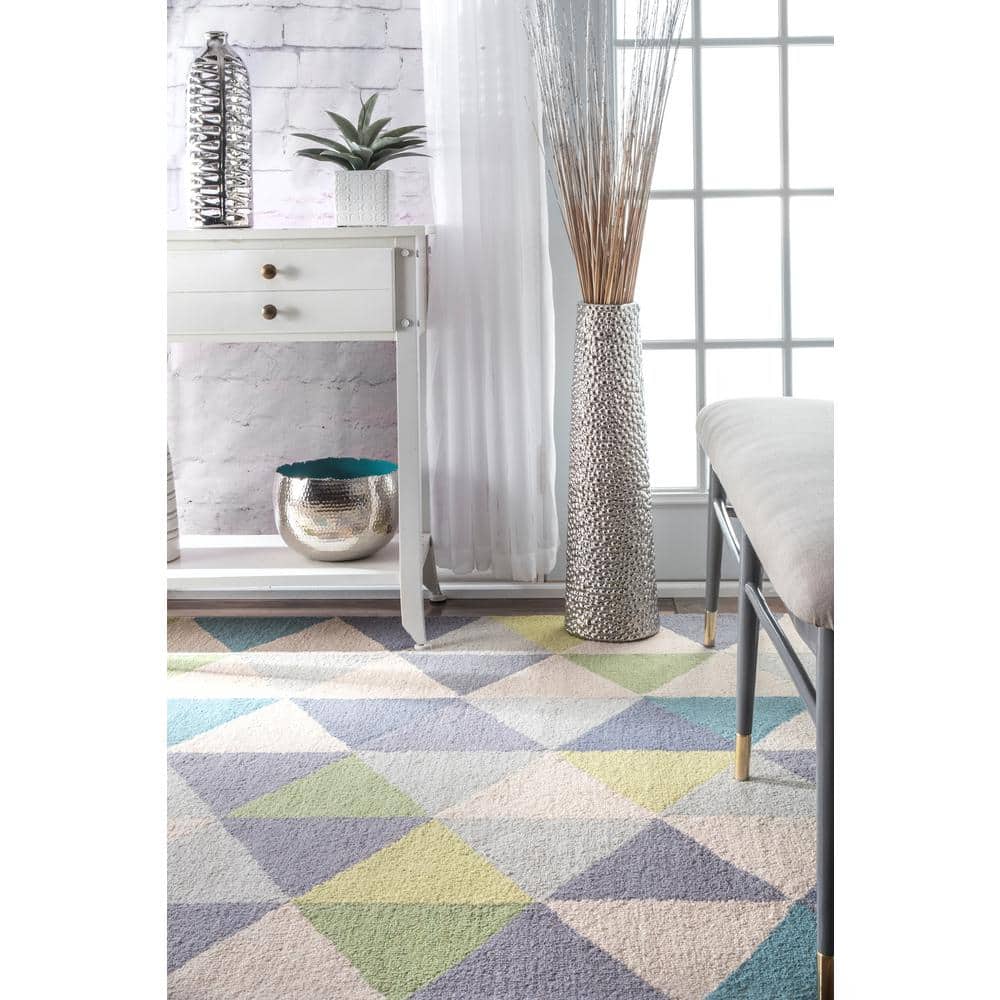 Handmade Geometric Green Wool 3' x 5' Area Rug