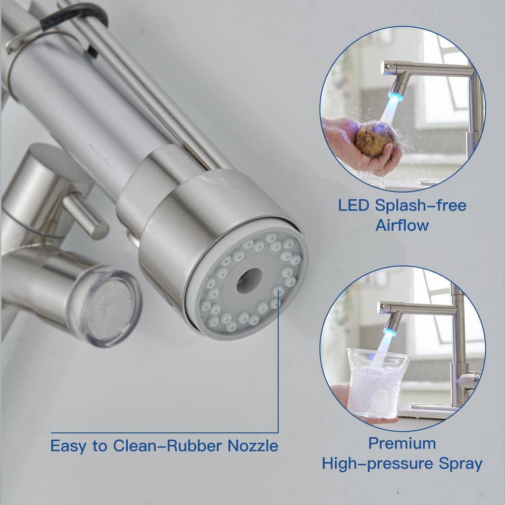 Brushed Nickel High-Arc Single Handle Kitchen Faucet with Pull-Out Spray