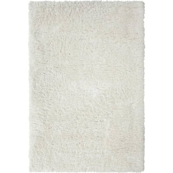 cadeninc White Shag 5 ft. W x 8 ft.L Polyester Area Rug NapaLQB0161