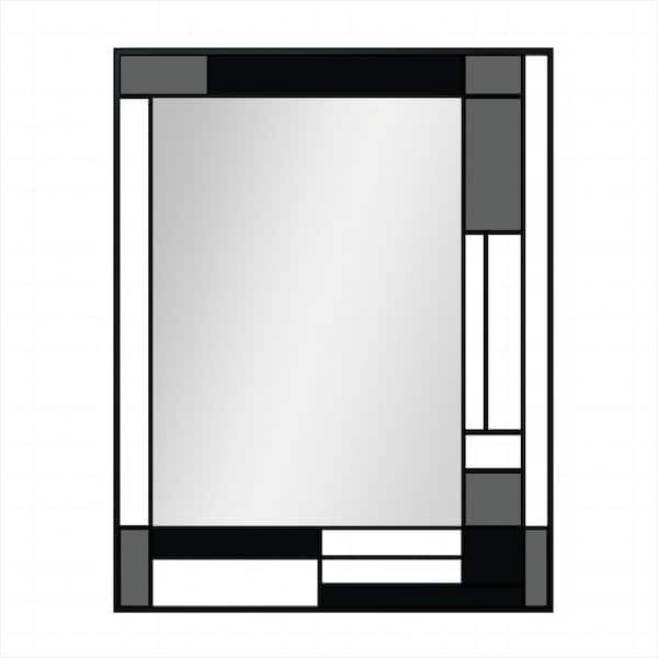 TOOLKISS 28 in. W. x 36 in. H Rectangular Framed Wall Bathroom Vanity Mirror in Grey