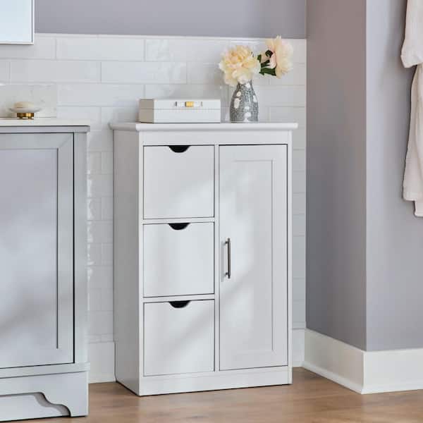 22 in. W x 11.81 in. D x 34 in. H White Freestanding Floor Linen Cabinet