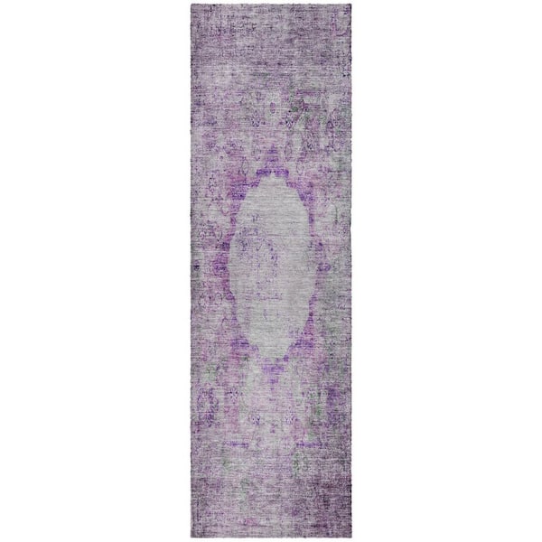 Dream Shag Premium Machine Washable Abstract ADS675 Purple 2 ft. x 7 ft. Runner Rug