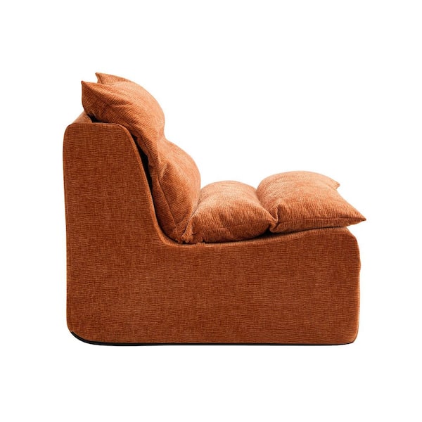 Accent Orange Polyester Armless Occasional Chair with Backrest for Living Room, Bedroom, Office, Single Seat