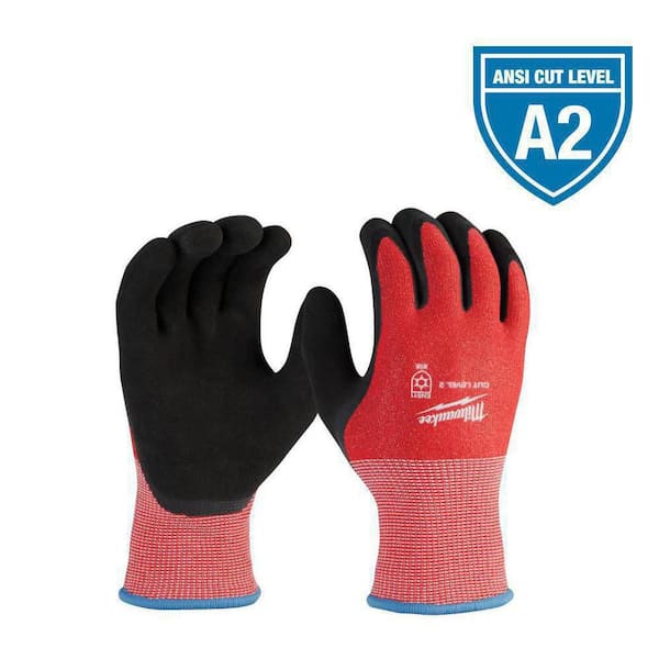 Small Red Latex Level 2 Cut Resistant Insulated Winter Dipped Work Gloves