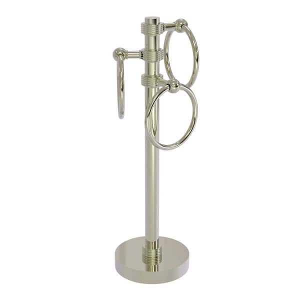 Freestanding Guest Towel Holder in Polished Nickel with Groovy Accents