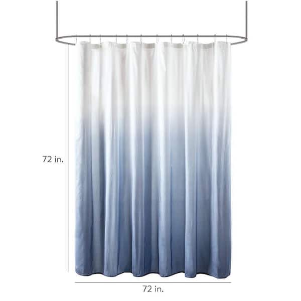 Loire Blue 72 in. x 72 in. Ombre Printed Seersucker Shower Curtain