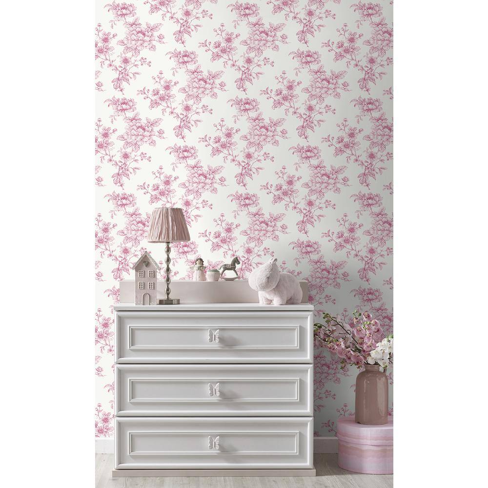 Pink Floral Self-Adhesive Vinyl Wallpaper Roll