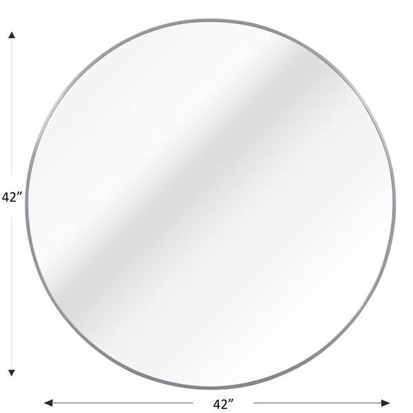 Tatahance 42 in. W x 42 in. H Round Metal Frame Silver Decoration