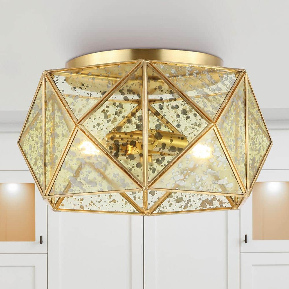 Violet 12.5" Gold Glass LED Flush Mount Light