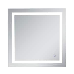 Timeless 30 in. W x 30 in. H Framed Rectangular LED Light Bathroom Vanity Mirror in Silver